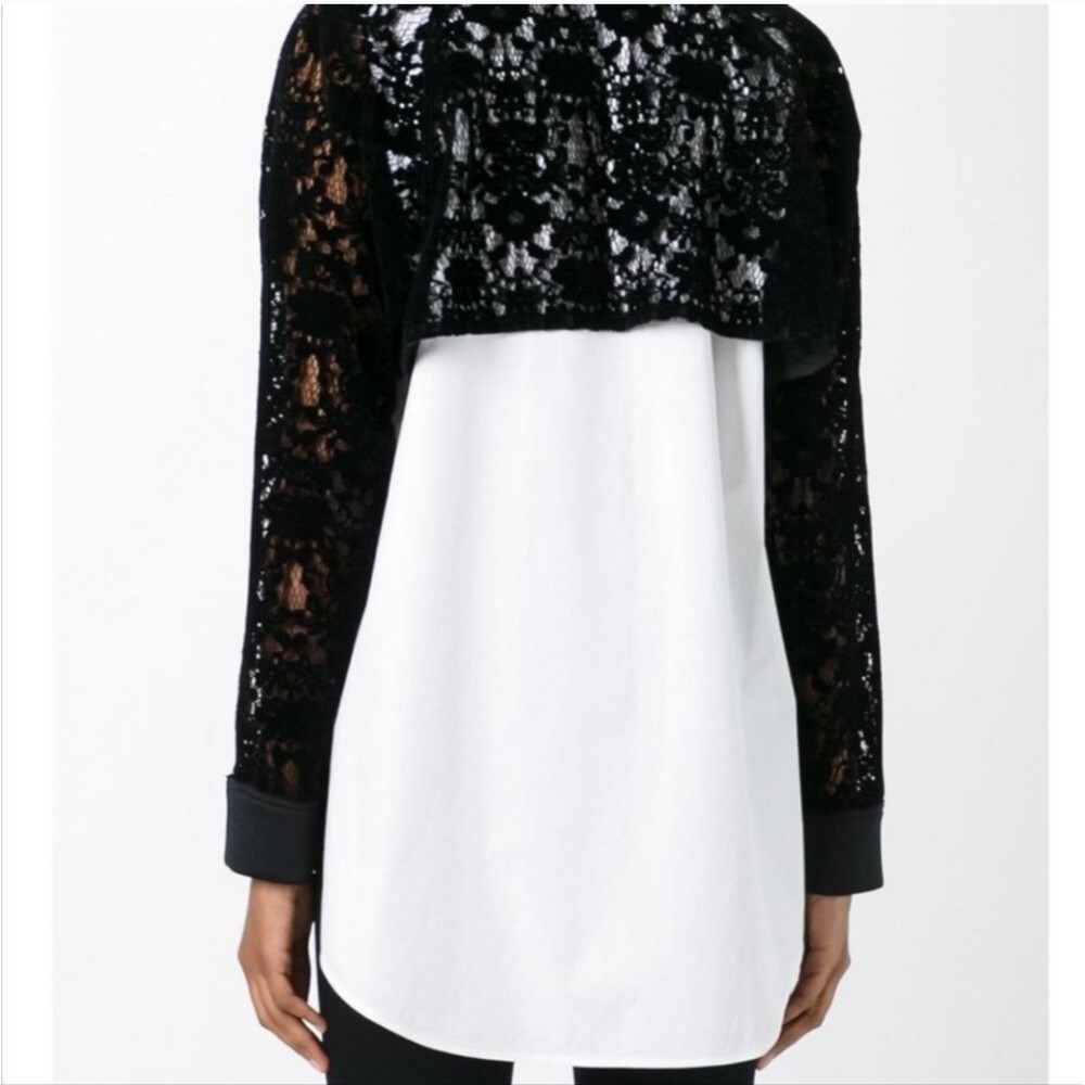 DKNY Runway -Black & White Velvet Lace Top small - Picture 3 of 9